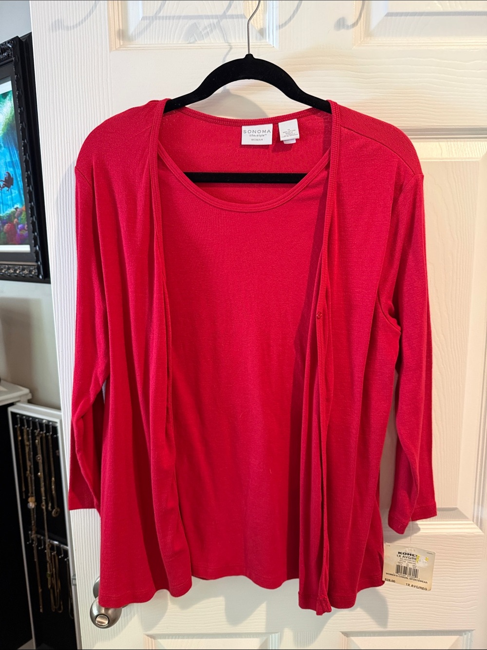 Sonoma Bright Red Cardigan and Tank Set